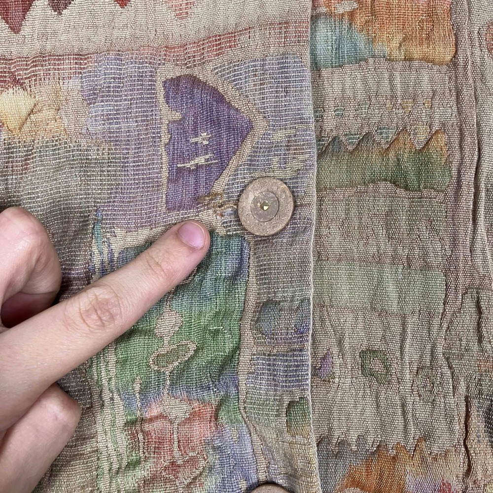 Vintage Orvis Women Tapestry Jacket Multi Color Abstract Geometric Button Front - Picture 5 of 13